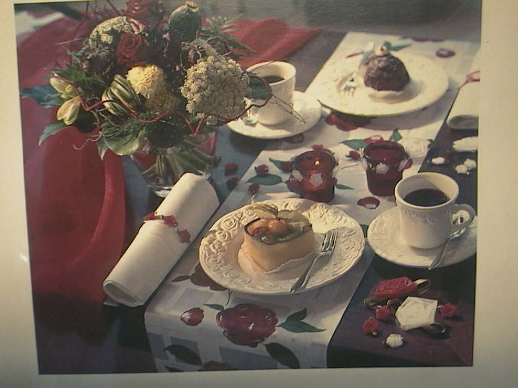 Tisch DEKO SET BURGUND rosen rot
