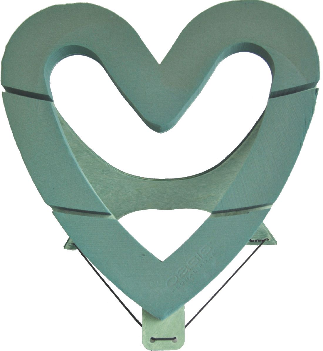 Oasis® Bioline® GRÜN mit Holzunterlage Herz Offen 43x43x4cm 11-07455