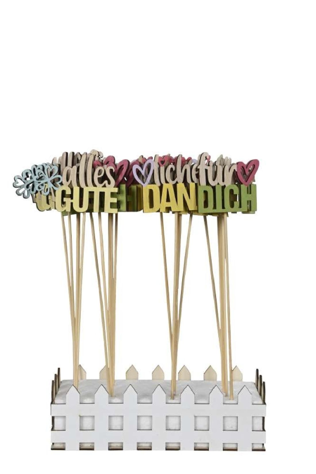 Wünsche-Stecker BUNT 8xH31,5cm HerzlichenDank Alles Gute Für Dich 660275