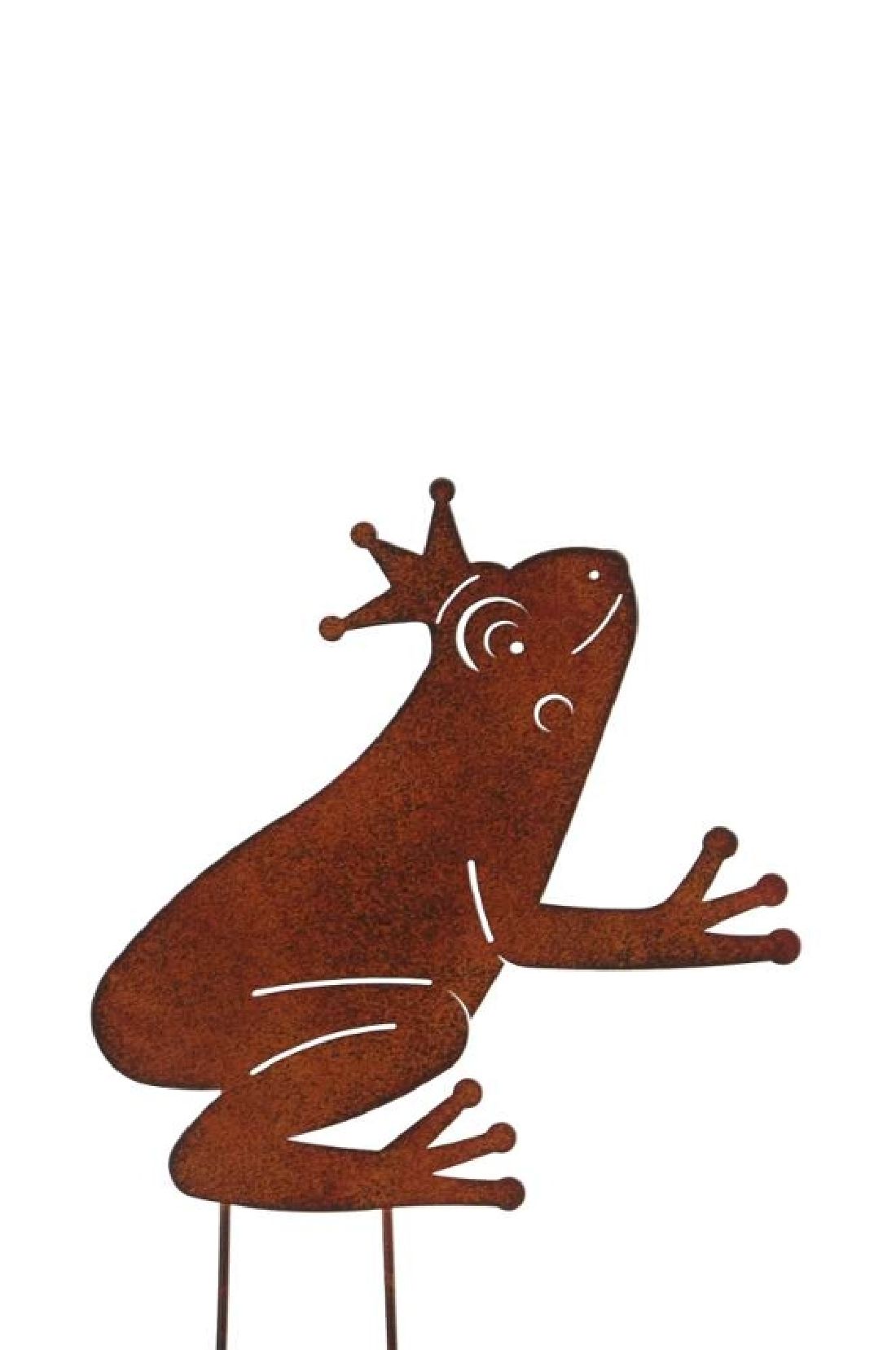 Froschkönig Gartenstecker Rostoptik 540514 Metall 21xH22cm +12cm Stecker