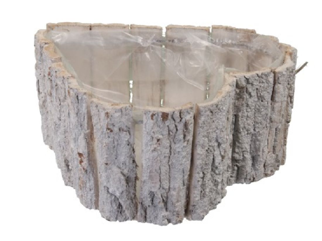 Pflanzherz Rinde WEISS GEWASCHEN 22x22x10cm 266765