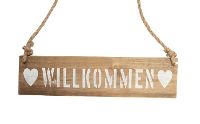 Holzschild WILLKOMMEN BRAUN 50ho 40x10cm
